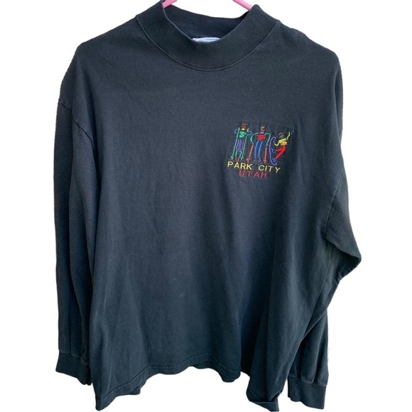 Vintage Park City Utah Long Sleeve Tee Shirt Embroidered Skiing - Picture 1 of 7